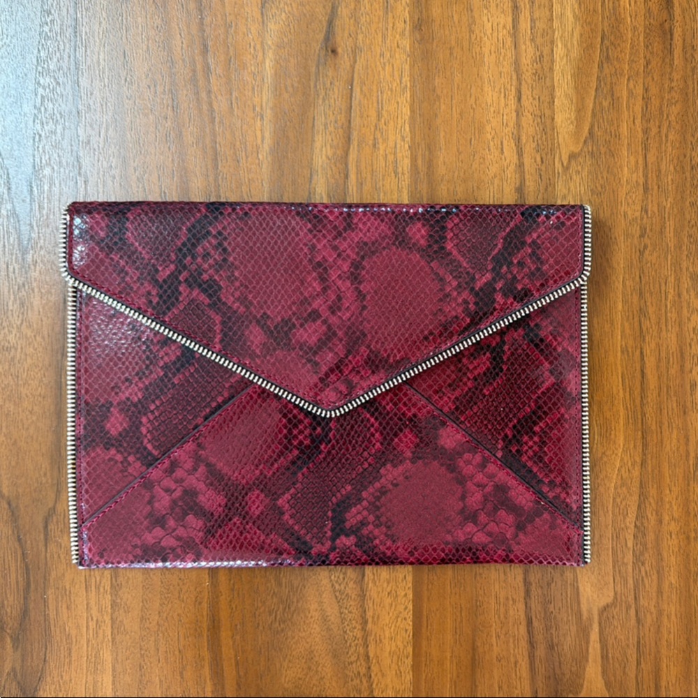 NWOT Rebecca Minkoff Red Snakeskin Envelope Clutch
